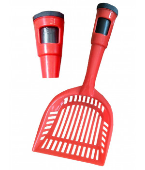 Pet Life Poopin-Scoopin Dog And Cat Pooper Scooper Litter Shovel With Built-In Waste Bag Handle Holster - One Size - Red