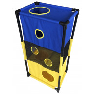 Pet Life Kitty-Square Obstacle Soft Folding Sturdy Play-Active Travel Collapsible Travel Pet Cat House Furniture - One Size - Blue, Yellow