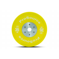 ProSource Competition Color Training Bumper Plates, Rubber with Steel Insert, 25-55 lb, Calibrated for Crossfit, Power Lifting, Weight Training, Yellow
