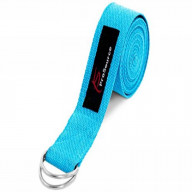 ProSource Metal D-Ring Yoga Strap 8 Durable Cotton for Stretching and Flexibility, Aqua