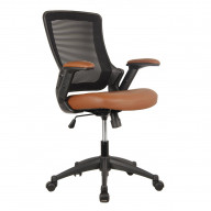 Techni Mobili Mid-Back Mesh Task Office Chair with Height Adjustable Arms. Color: Brown