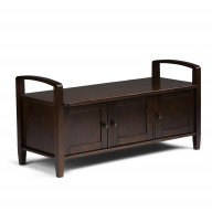 Warm Shaker Solid Wood Entryway Storage Bench in Tobacco Brown