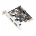 PCI-Express 2.0 x1 USB 3.0 2-Port Card, Etron Chipset, Powered by SATA Port, with Low Profile Bracket