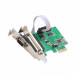 PCIe 2x Serial DB9 Port, 1x Parallel Port Combo Card, WCH382 Chipset, with Low Profile Bracket