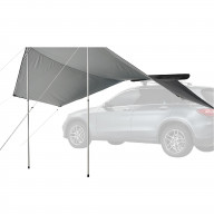 3D LIGHTWEIGHT ROOF TOP SIDE AWNING (2 RETRACTABLE POLES, INSTRUCTION, 8 ROPES, 8 STAKES, 1 PLASTIC HAMMER)