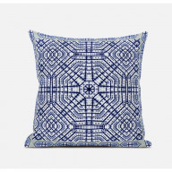 Geostar Wreath Palace Suede Zippered Pillow with Insert in Light Blue Indigo Purple