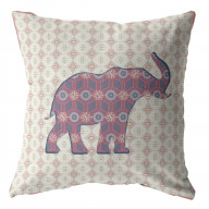 Elephant Silhouette Broadcloth Indoor Outdoor Zippered Pillow Magenta