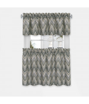 Avery Window Curtain Tier Pair and Valance Set - 58x36 - Charcoal