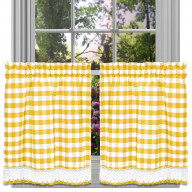Ergode Buffalo Check Window Curtain Tier Pair - 58x36 - Yellow