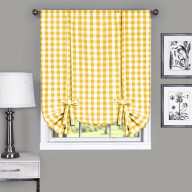 Ergode Buffalo Check Window Curtain Tie Up Shade - 42x63 - Yellow