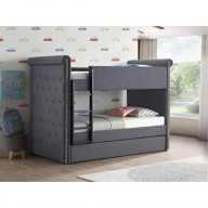 Twin/Twin Bunk Bed & Trundle Gray Fabric