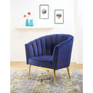 Colla - Accent Chair Blue Velvet & Gold