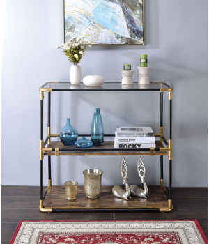 Heleris - Console Table Black/Gold & Smoky Glass