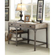 Gorden - Desk Weathered Oak & Antique Silver