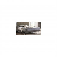 BD00571Q - Queen Bed, Brown Fabric & Weathered Gray Finish - Valdemar