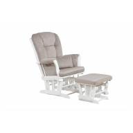 Alice Glider Chair & Ottoman with Pillow, White