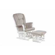 Alice Glider Chair & Ottoman without Pillow, White