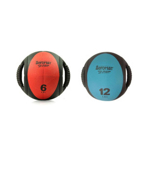 Aeromat Dual Grip Power Medicine Ball, 9cm/6-Pound, Black/Red with Dual Grip Fitness Power Medicine Ball - 12 lb. Black/Teal