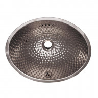 Decorative Oval Ball Pein Hammered Textured Undermount Basin with Overflow and a 1 1/4