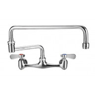 Wall Mount Utility Faucet with Double Jointed Retractable Swing Spout and Lever Handles - Polished Chrome