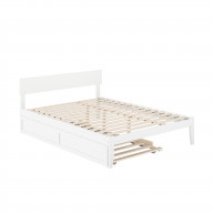 Boston Queen Bed with Twin Extra Long Trundle in White