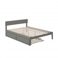 Boston Queen Bed with Twin Extra Long Trundle in Grey
