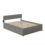 Orlando Queen Bed with Footboard and Twin Extra Long Trundle in Grey