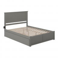 Nantucket Queen Bed with Footboard and Twin Extra Long Trundle in Grey