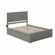Nantucket Queen Bed with Matching Footboard and Twin Extra Long Trundle in Grey