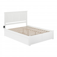 Madison Queen Bed with Footboard and Twin Extra Long Trundle in White