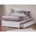 Mission Queen Bed with Footboard and Twin Extra Long Trundle in White
