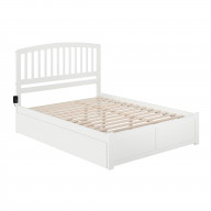 Richmond Queen Bed with Footboard and Twin Extra Long Trundle in White