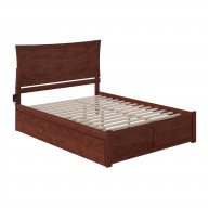 Metro Queen Bed with Footboard and Twin Extra Long Trundle in Walnut