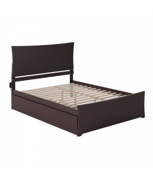 Metro Queen Bed with Matching Footboard and Twin Extra Long Trundle in Espresso