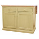 Poplar Kitchen Island with Flip-up Top in Yellow with Oak Top