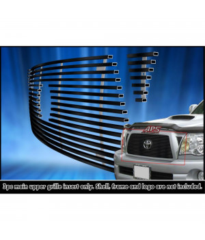 2005-2010 Toyota Tacoma 1 Pc Center & 2 Pcs For Side Holes Stainless Steel Black Powder Coated Finish 8X6 Horizontal Billet Black Stainless Steel Billet Grille
