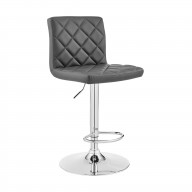 The Duval Adjustable Gray Faux Leather Swivel Bar Stool