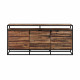 Ludgate 3 Drawer Sideboard Buffet in Acacia and Black Metal