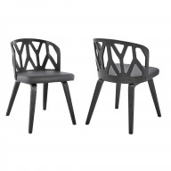 Nia Gray Faux Leather and Black Wood Dining Chairs - Set of 2