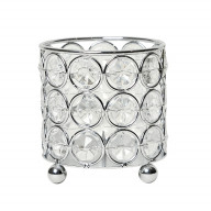Elegant Designs Elipse Crystal Decorative Flower Vase, Candle Holder, Wedding Centerpiece, 3.25 Inch, Chrome