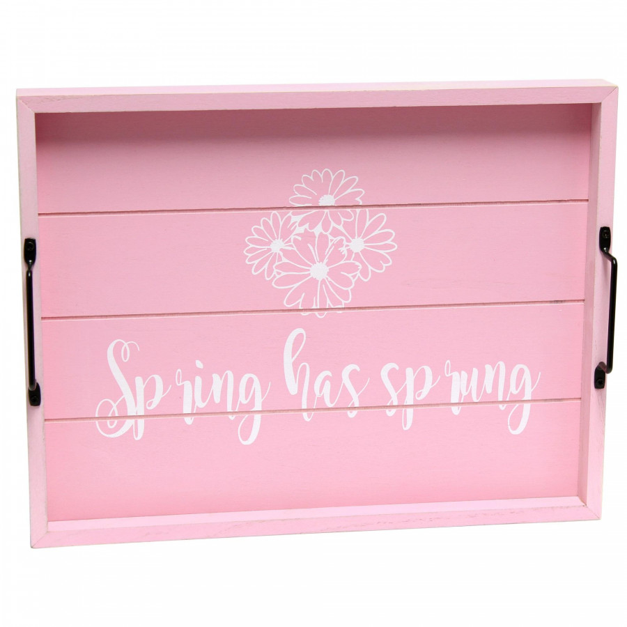 Elegant Designs Decorative Wood Serving Tray with Handles, 15.50" x 12", "Spring has Sprung"