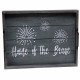 Elegant Designs Decorative Wood Serving Tray with Handles, 15.50" x 12", "Home of the Brave"