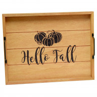 Elegant Designs Decorative Wood Serving Tray w/ Handles, 15.50" x 12", "Hello Fall"