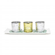 Elegant Designs Winter Wonderland Candle Set of 3, Silver and Gold