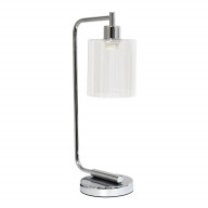 Simple Designs Bronson Antique Style Industrial Iron Lantern Desk Lamp with Glass Shade, Chrome