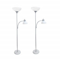 Simple Designs Home LF2000-SLV Simple Designs Floor Lamp with Reading Light, Silver (Pack of 2)