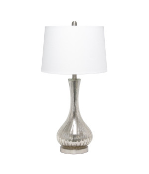 Lalia Home Speckled Mercury Tear Drop Table Lamp with White Fabric Shade