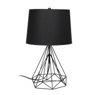 Lalia Home Geometric Black Matte Wired Table Lamp with Fabric Shade