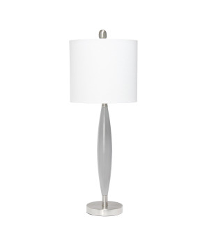 Lalia Home Stylus Table Lamp with White Fabric Shade, Gray