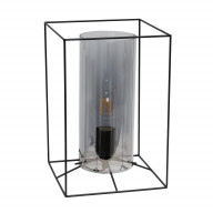 Lalia Home Black Framed Table Lamp with Smoked Cylinder Glass Shade, Large